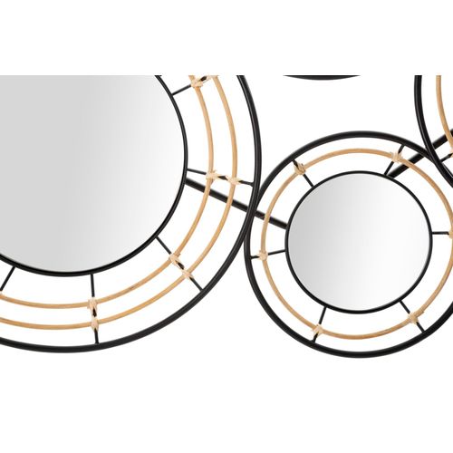 Panneau Mural Décoratif Oporto Avec Miroirs Et Raphia 111x9,5x59 Cm