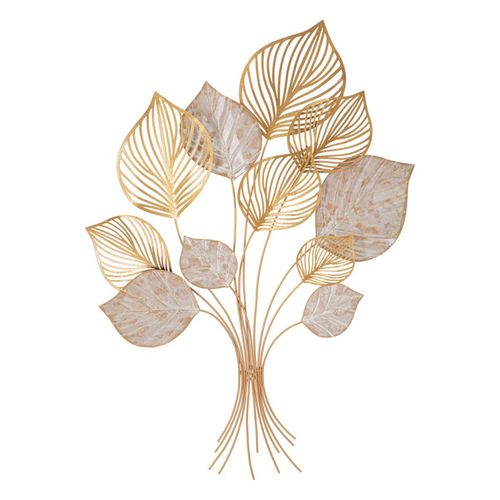 Décoration Murale 3d Felix Feuilles Finement Sculptées Métal 63x4x85 Cm