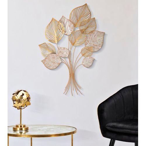 Décoration Murale 3d Felix Feuilles Finement Sculptées Métal 63x4x85 Cm