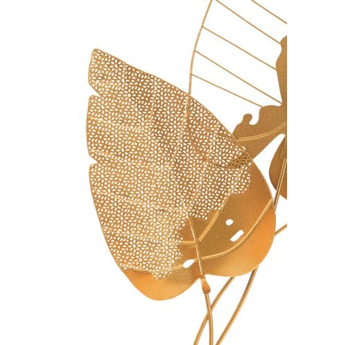 Décoration Murale 3d Autumn Leaf Gold Feuilles Sculptées Métal 53x4x84,5 Cm