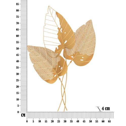 Décoration Murale 3d Autumn Leaf Gold Feuilles Sculptées Métal 53x4x84,5 Cm