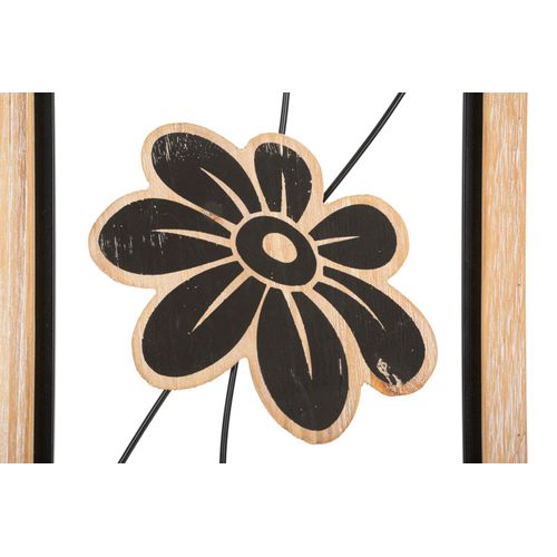 Panneau Mural Décoratif Fleurs En Métal Et Bois Style Bohème 60 Cm