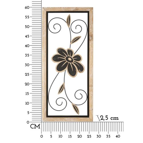 Panneau Mural Décoratif Fleurs En Métal Et Bois Style Bohème 60 Cm