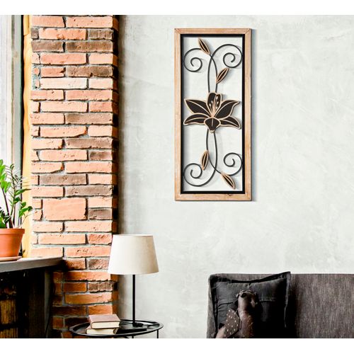 Panneau Mural Décoratif En Fer Et Bois Fleurs Bohème Chic 60 Cm