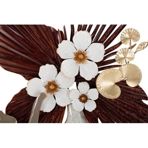 Panneau Mural Décoratif Métal Chat Et Pot De Fleurs 54,6x8,9x59,7 Cm