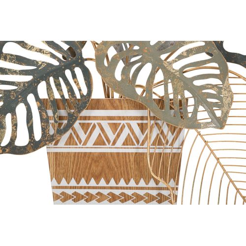 Panneau Mural Décoratif Métal Vase Et Feuilles 54x6,4x62,9 Cm