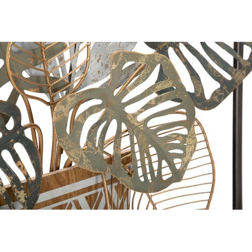 Panneau Mural Décoratif Métal Vase Et Feuilles 54x6,4x62,9 Cm