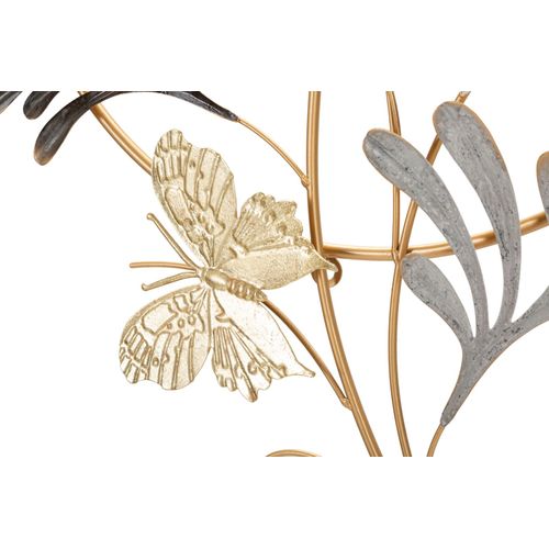 Panneau Mural Décoratif Métal Rond Feuilles Stylisées 50,2x5,1x92 Cm