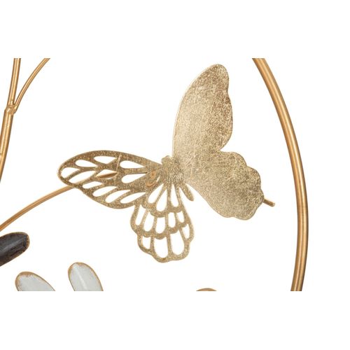 Panneau Mural Décoratif Métal Rond Feuilles Stylisées 50,2x5,1x92 Cm