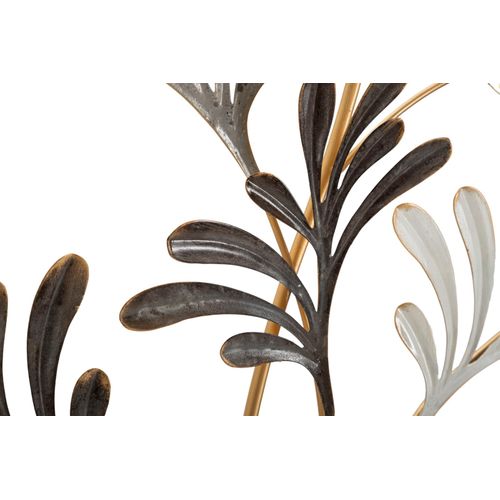 Panneau Mural Décoratif Métal Rond Feuilles Stylisées 50,2x5,1x92 Cm