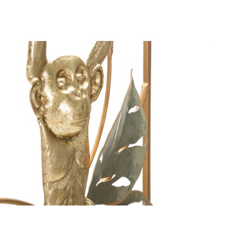 Panneau Mural Décoratif Rectangulaire En Métal Singe Doré Et Feuillage 28x74 Cm