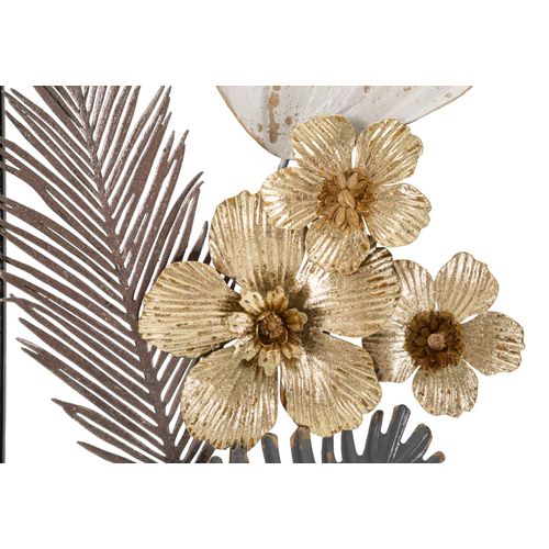 Panneau Mural Décoratif Rectangulaire En Métal Fleurs Et Feuilles 28x74 Cm