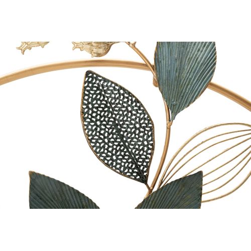 Panneau Mural Décoratif Rond En Métal 3d Fleurs Et Motifs Géométriques 67x74 Cm