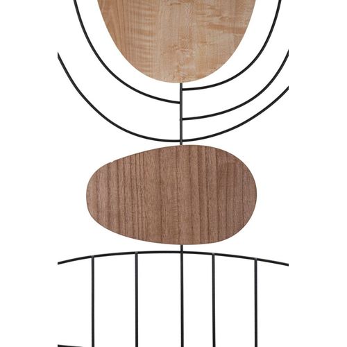 Panneau Mural Décoratif Métal Et Bois Motifs Abstraits 60x80 Cm