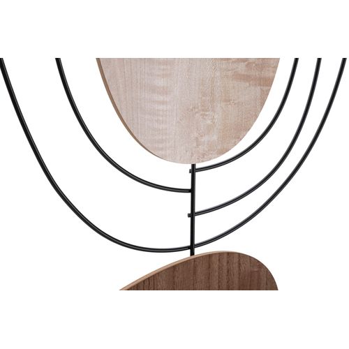 Panneau Mural Décoratif Métal Et Bois Motifs Abstraits 60x80 Cm