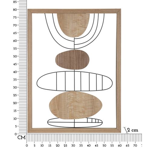 Panneau Mural Décoratif Métal Et Bois Motifs Abstraits 60x80 Cm