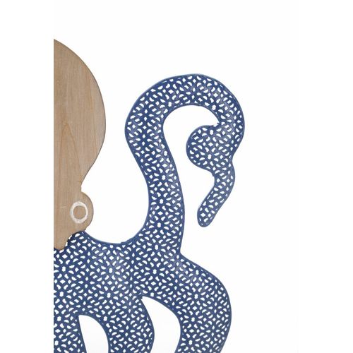 Panneau Mural Pieuvre 3d Métal Et Bois 41x57 Cm Décoratif Moderne