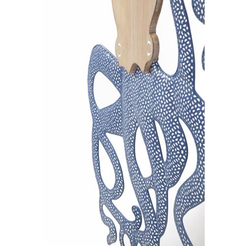 Panneau Mural Pieuvre 3d Métal Et Bois 41x57 Cm Décoratif Moderne