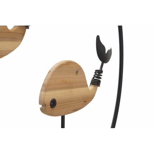 Panneau Mural 3d Baleines Métal Et Bois 56x60 Cm Décoratif Moderne