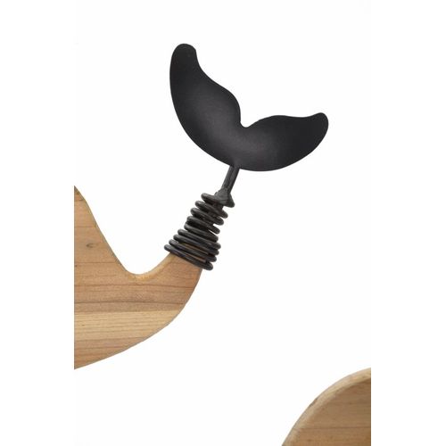 Panneau Mural 3d Baleines Métal Et Bois 56x60 Cm Décoratif Moderne