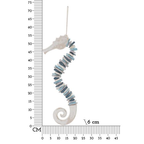 Sculpture Murale Hippocampe En Bois Multicolore à Suspendre 22x55 Cm