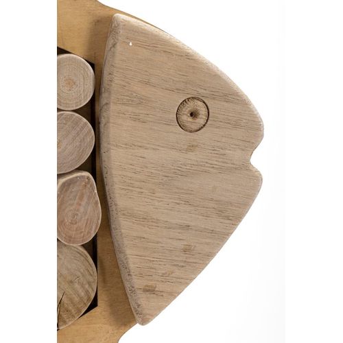 Sculpture Murale Poisson En Bois Naturel à Suspendre 42,5x28,5 Cm