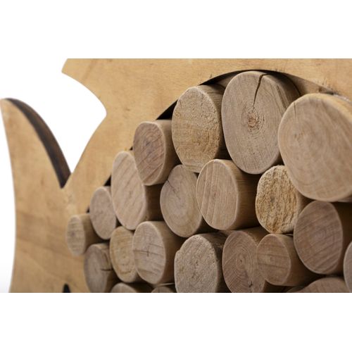Sculpture Murale Poisson En Bois Naturel à Suspendre 42,5x28,5 Cm