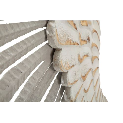 Paire De Panneaux Muraux Ailes Blanches En Bois Et Métal 43,8x104 Cm