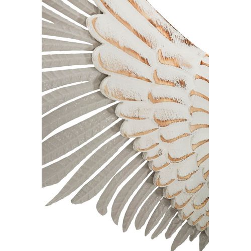 Paire De Panneaux Muraux Ailes Blanches En Bois Et Métal 43,8x104 Cm