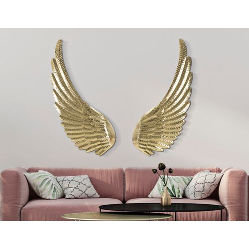 Paire De Panneaux Muraux Ailes Dorées 3d 60x130 Cm