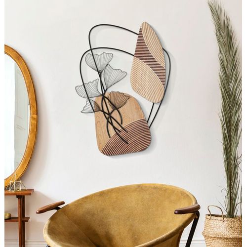 Panneau Mural Décoratif Tali 3d Métal Et Bois 70x100 Cm