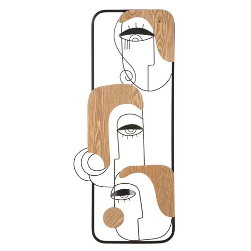 Panneau Mural 3d Métal Et Bois Style Cubiste 38x89,5 Cm