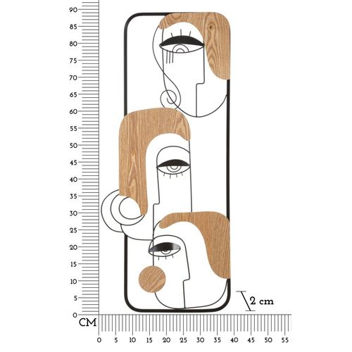 Panneau Mural 3d Métal Et Bois Style Cubiste 38x89,5 Cm