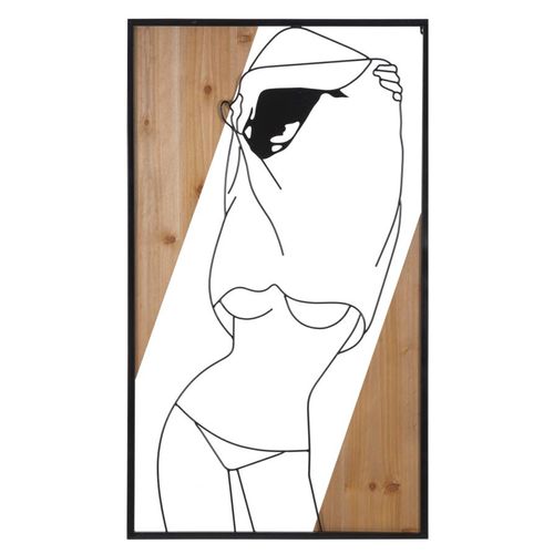 Panneau Mural 3d Fille En Métal Et Bois 50x90 Cm - Modèle B