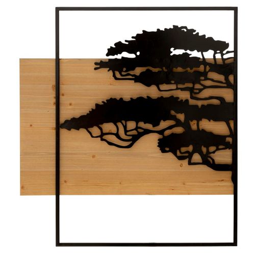 Panneau Mural 3d Arbre Savane En Métal Et Bois - Set 3 Pièces