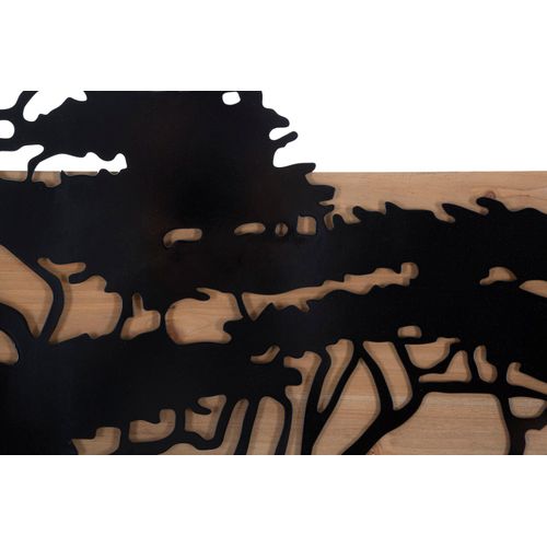 Panneau Mural 3d Arbre Savane En Métal Et Bois - Set 3 Pièces