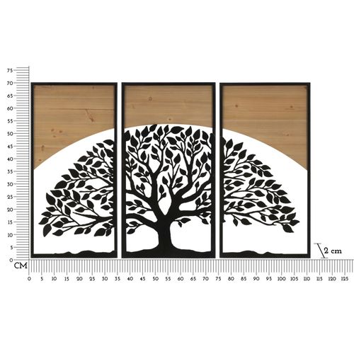 Panneau Mural 3d Arbre Majestueux Dans Cadre Style Coucher De Soleil - Set 3 Pièces