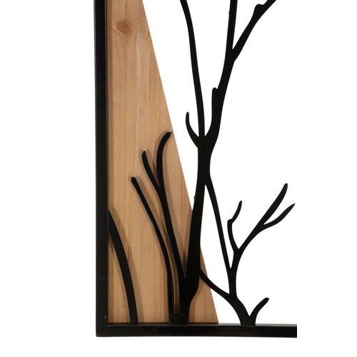 Panneau Mural 3d Arbre Avec Oiseaux - Set 4 Panneaux Métal Et Bois