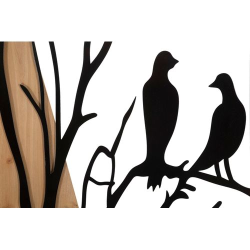 Panneau Mural 3d Arbre Avec Oiseaux - Set 4 Panneaux Métal Et Bois