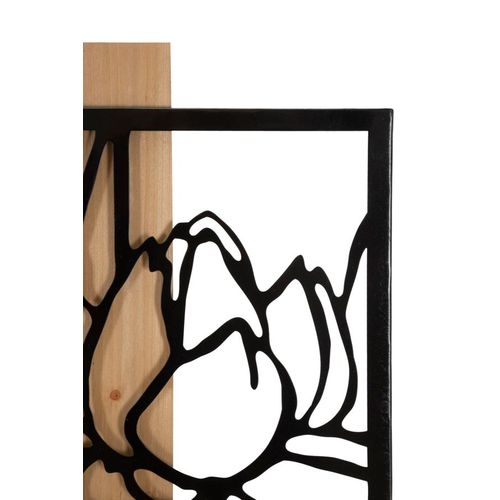 Panneau Mural 3d Fleurs Lotus En Métal Et Bois 60x90 Cm