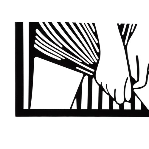 Panneau Mural 3d Fille En Robe Rayée Métal Noir 40x60 Cm