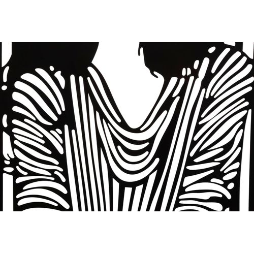 Panneau Mural 3d Fille En Robe Rayée Métal Noir 40x60 Cm