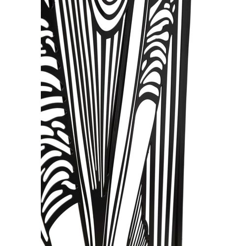 Panneau Mural 3d Fille En Robe Rayée Métal Noir 40x60 Cm