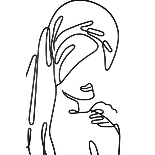 Panneau Mural 3d Femme Assise Métal Noir 40x70 Cm