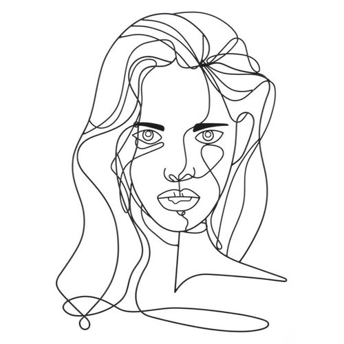 Panneau Mural 3d Visage De Fille Métal Noir 57,5x80 Cm