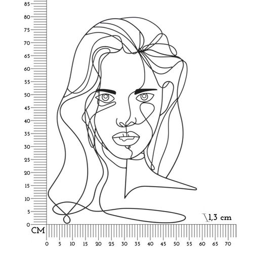Panneau Mural 3d Visage De Fille Métal Noir 57,5x80 Cm