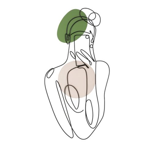 Panneau Mural 3d Fille Colorée Métal Noir 40x80 Cm