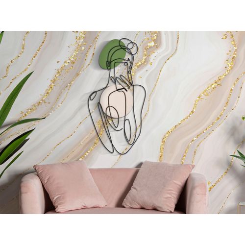 Panneau Mural 3d Fille Colorée Métal Noir 40x80 Cm