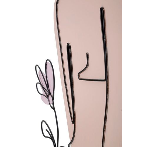 Panneau Mural 3d Fille Assise Prairie Fleurie Métal Noir 80x90 Cm