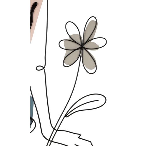 Panneau Mural 3d Fille Assise Prairie Fleurie Métal Noir 80x90 Cm